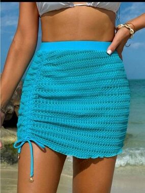 LIKE NEW Swim Vcay Summer Women's Solid Color Drawstring Cover Up Skirt - Sz L
